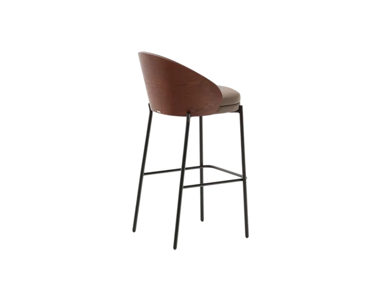 Tabouret Eamy en cuir marron 77cm