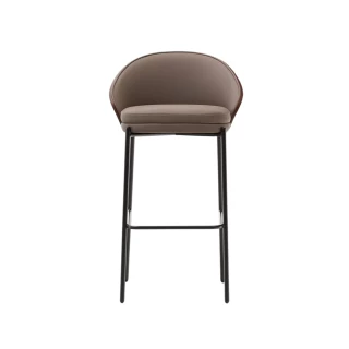 Tabouret Eamy en cuir marron 77cm