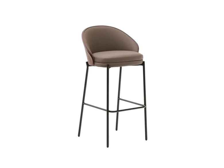 Tabouret Eamy en cuir marron 77cm