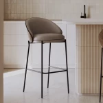 Tabouret Eamy en cuir marron 77cm - 6