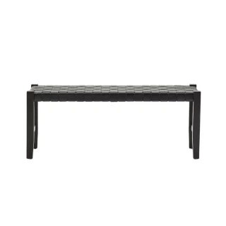 Banc Calixta en cuir et bois d'acajou