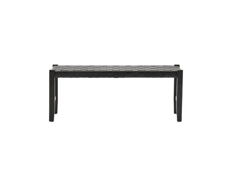 Banc Calixta en cuir et bois d'acajou