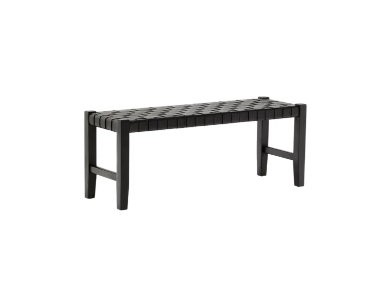 Banc Calixta en cuir et bois d'acajou