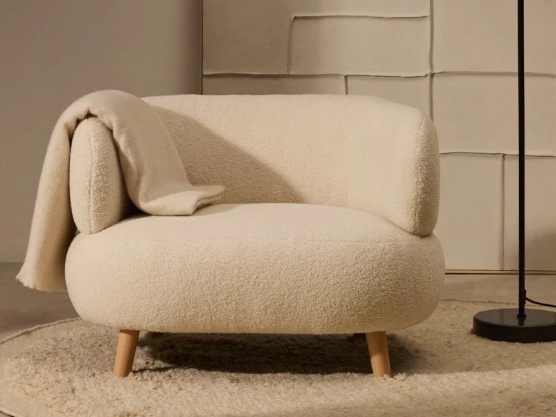 Fauteuil Luisa bouclette écru