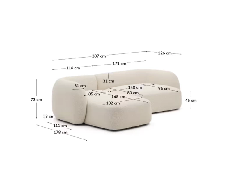 Canapé d'angle Martina bouclette écru