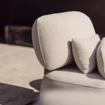 Salon de jardin Ruby – Ensemble canapé & fauteuils (teck & tissu Sirtori) - 4