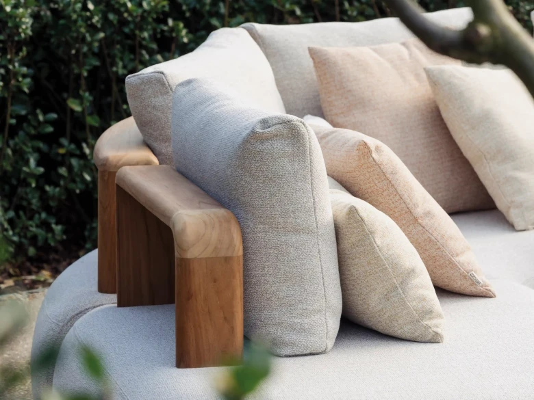 Salon de jardin modulable Mila – teck & tissu Mario Sirtori