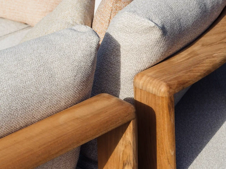 Salon de jardin modulable Mila – teck & tissu Mario Sirtori