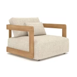 Fauteuil Rafa – teck massif & tissu Mario Siesta Écru - 1