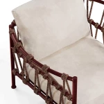 Fauteuil Antigua – rouge intense / tissu écru - 3