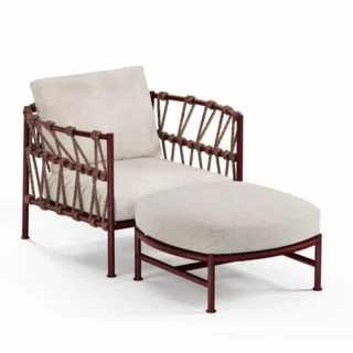 Daybed Antigua - rouge intense / tissu écru