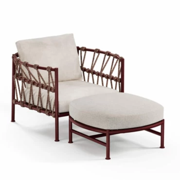 Daybed Antigua - rouge intense / tissu écru