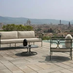 Fauteuil lounge Collier - fer ancien / tissu beige - 2