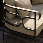 Fauteuil lounge Collier - fer ancien / tissu beige - 3