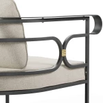 Fauteuil lounge Collier - fer ancien / tissu beige - 4