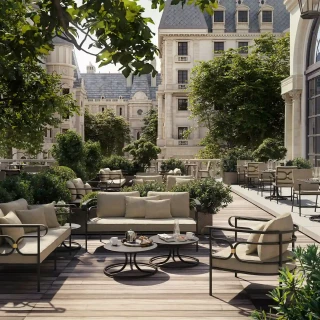 Canapé 3 places Collier - fer ancien / tissu beige