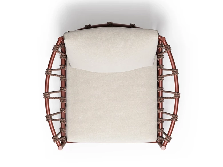 Fauteuil Antigua – rouge intense / tissu écru