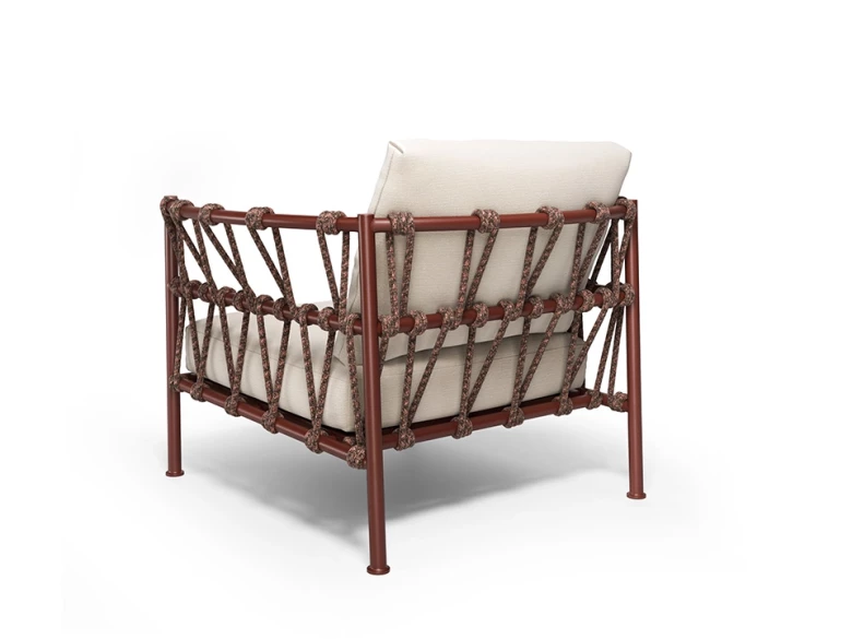 Fauteuil Antigua – rouge intense / tissu écru