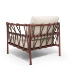 Fauteuil Antigua – rouge intense / tissu écru - 6