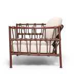 Fauteuil Antigua – rouge intense / tissu écru - 7