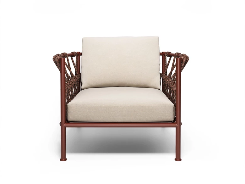 Fauteuil Antigua – rouge intense / tissu écru