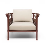 Fauteuil Antigua – rouge intense / tissu écru - 5