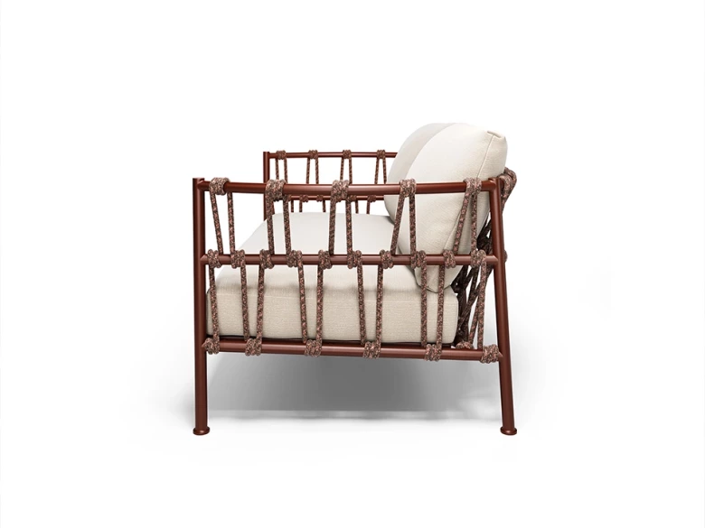 Canapé 2 places Antigua - rouge intense / tissu écru