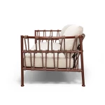 Canapé 2 places Antigua - rouge intense / tissu écru - 5