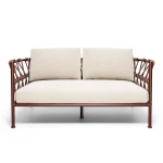 Canapé 2 places Antigua - rouge intense / tissu écru - 6