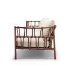 Canapé 3 places Antigua - rouge intense / tissu écru - 4