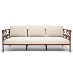 Canapé 3 places Antigua - rouge intense / tissu écru - 3