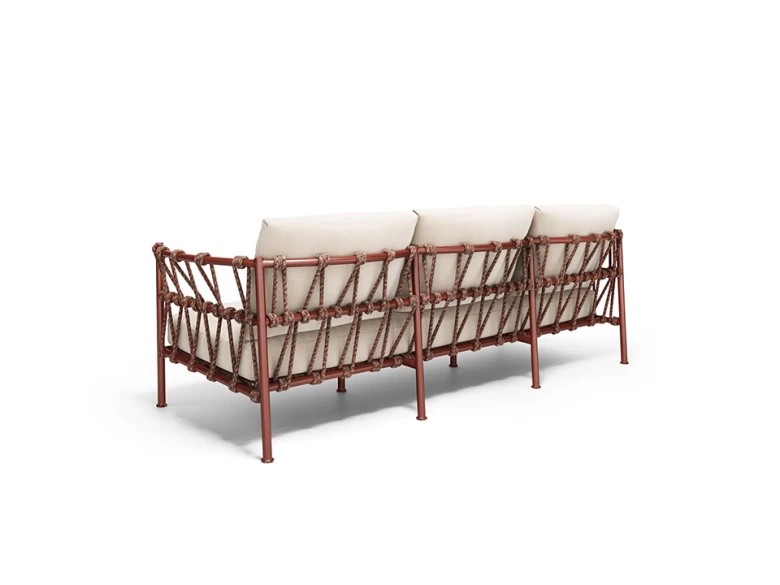 Canapé 3 places Antigua - rouge intense / tissu écru