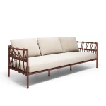 Canapé 3 places Antigua - rouge intense / tissu écru - 1