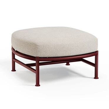 Pouf Antigua - rouge intense / tissu écru