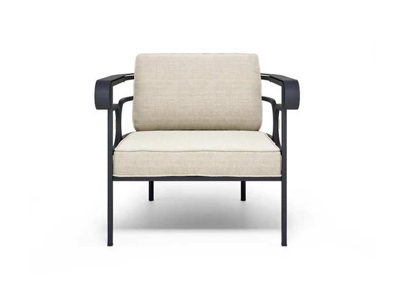 Fauteuil lounge Collier - fer ancien / tissu beige