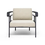 Fauteuil lounge Collier - fer ancien / tissu beige - 5