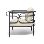 Fauteuil lounge Collier - fer ancien / tissu beige - 7