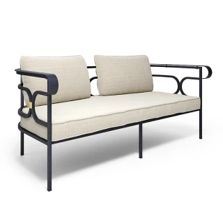 Canapé 2 places Collier - fer ancien / tissu beige
