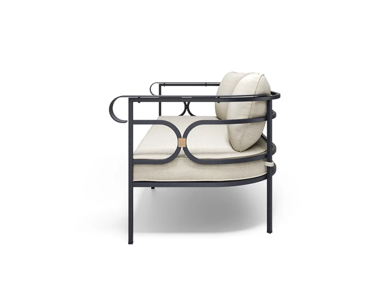 Canapé 2 places Collier - fer ancien / tissu beige