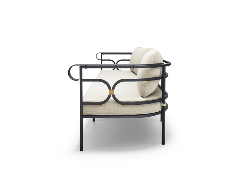 Canapé 3 places Collier - fer ancien / tissu beige