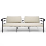 Canapé 3 places Collier - fer ancien / tissu beige - 5