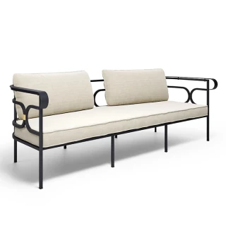 Canapé 3 places Collier - fer ancien / tissu beige