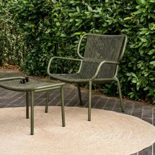 Fauteuil Lounge Ribbon - mousse / vert foncé (lot de 2)