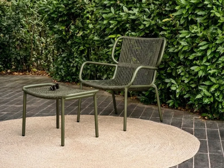 Fauteuil Lounge Ribbon - mousse / vert foncé (lot de 2)