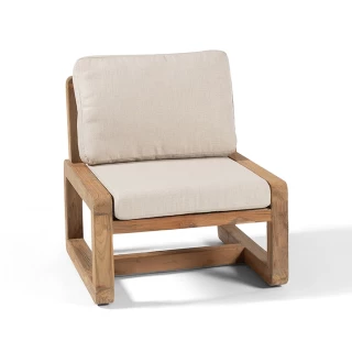 Chaise Low Dining Susan - teck recyclé avec coussin