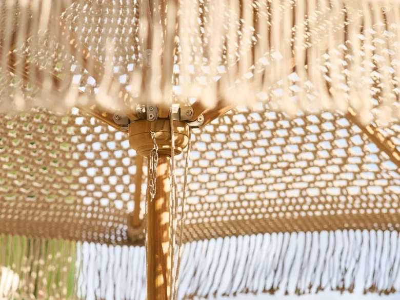 Pack Parasol Macramé Sable & Socle Lucca