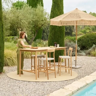 Pack Parasol Macramé Sable & Socle Lucca