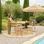 Pack Parasol Macramé Sable & Socle Lucca - 2