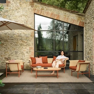 Salon de Jardin Complet Wicked - terracotta / naturel