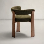 Chaise 3 pieds Granite - tissu chenille vert / bois de frêne finition foncée - 4